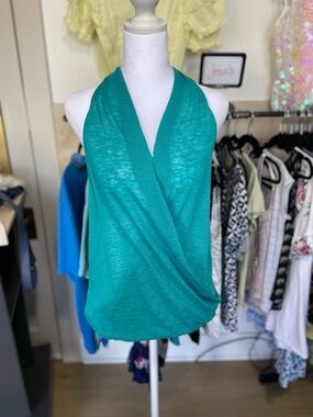 Moa Moa Teal Surplice Halter Tank